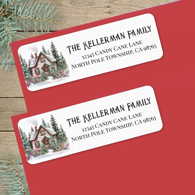 Festive Elegant Christmas Return Address (Festive Elegant Winter Christmas Return Address label )