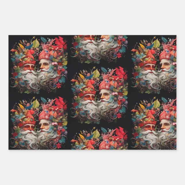 Festive Elflike Santas' Geschenkpapier Set (Vorderseite 3)