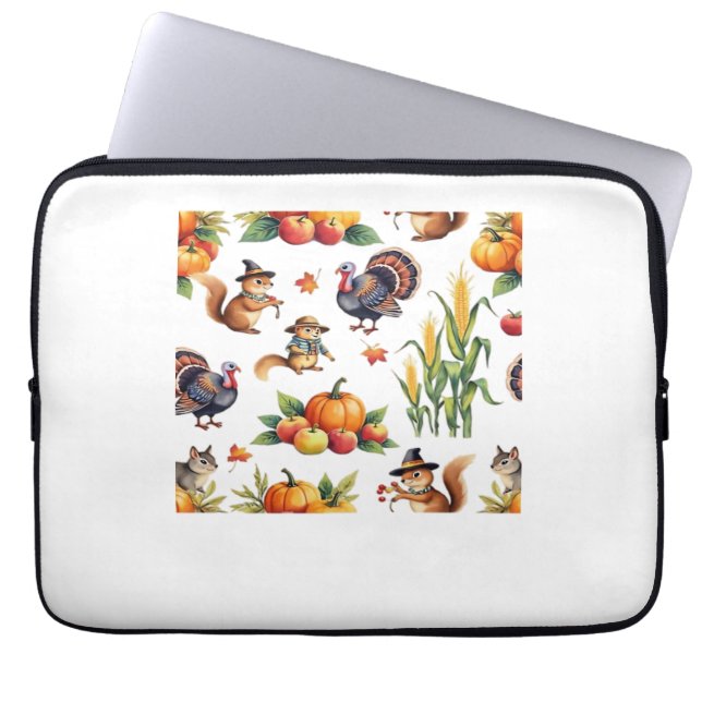 Festive Fall Harvest Watercolor Muster Classic T- Laptopschutzhülle (Vorderseite)