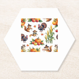 Festive Fall Harvest Watercolor Muster Classic T- Untersetzer