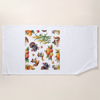Festive Fall Harvest Watercolor Pattern Classic T- Strandtuch