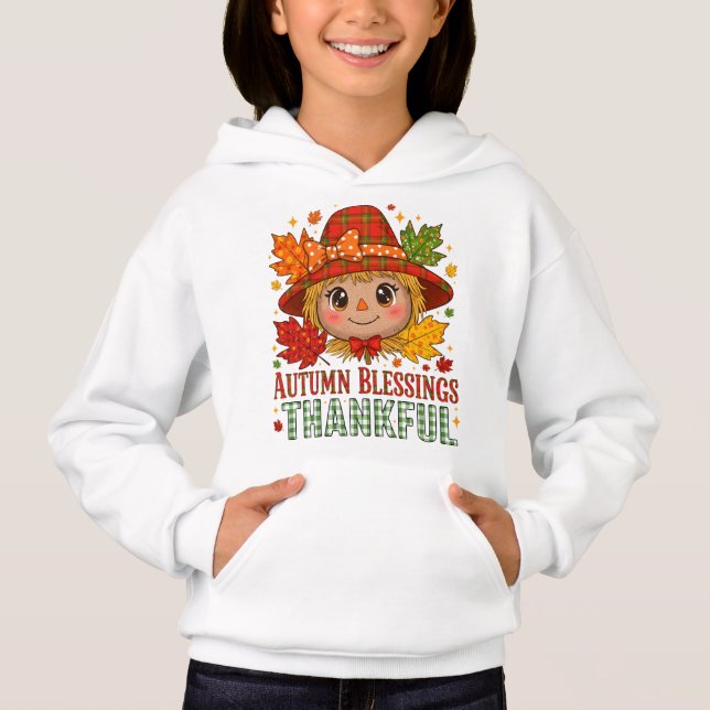 Festive Fall Scarecrow Sweatshirt – Autumn Leaves  (Vorderseite)