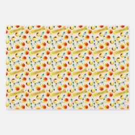 Festive Farmhouse Pears Boho Christmas Kitchen Geschenkpapier Set