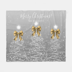 Festive Feiertage Silber Weihnachtsbäume Goldene S Fleecedecke