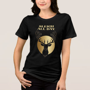 Festive Feiertags-Schlitten den ganzen Tag Goldene Tri-Blend Shirt