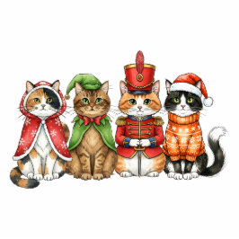 Festive Feline Quartet Freistehende Fotoskulptur