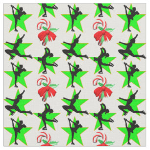FESTIVE FIGURE SKATEN CHRISTMAS DESIGNS STOFF
