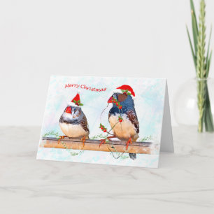 Festive Finches Card (geben Sie Ihre eigene Nachri Feiertagskarte