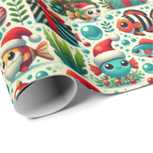 Festive Fish Christmas Wrapping Paper Geschenkpapier