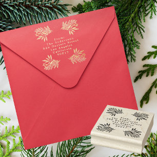 Festive Flora Frohe Weihnachts Gold Tinte Gummistempel