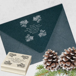 Festive Flora Frohe Weihnachtssilber Tinte Gummistempel
