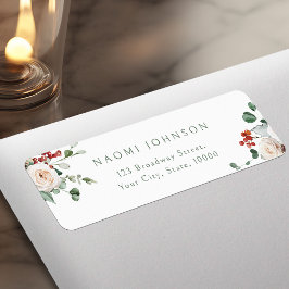 Festive Floral Christmas Holiday Return Address