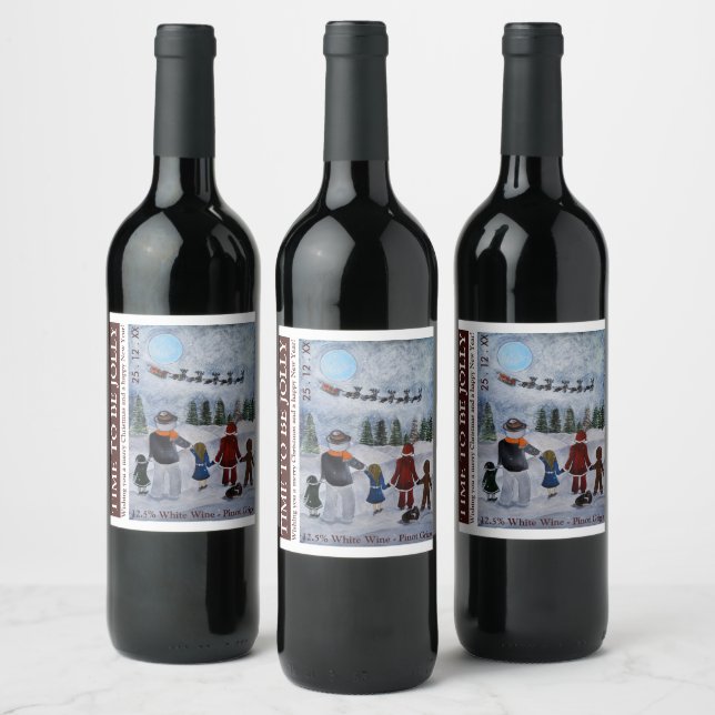 Festive Friends Christmas Wine Label Weinetikett (Flaschen)