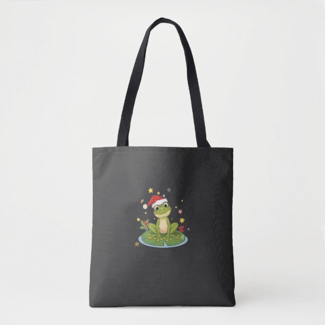 Festive Frog Joy - Cute Christmas Frog on Lily Pad (Vorderseite)