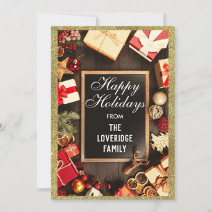 Festive Frohe Feiertage Xmas-Party Gold-Glitter Feiertagskarte