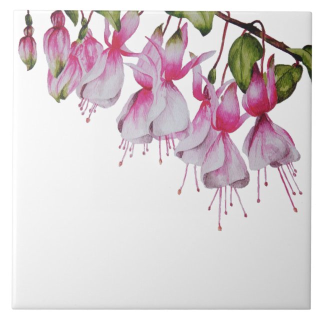 'Festive Fuchsias' auf der Keramik Tile Fliese (Vorderseite)
