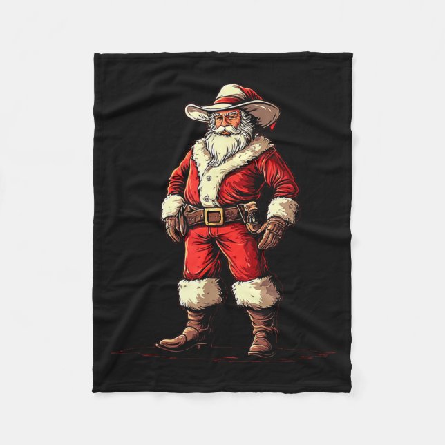 Festive Fun With A Christmas Cowboy As Santa Claus Fleecedecke (Vorderseite)