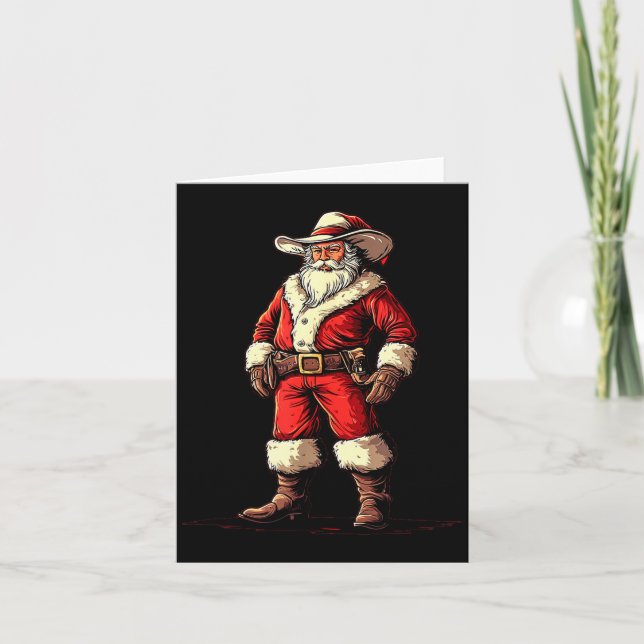 Festive Fun With A Christmas Cowboy As Santa Claus Karte (Vorderseite)
