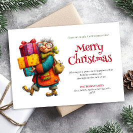 Festive Fun Woman Custom Printable Xmas Greeting Feiertagskarte