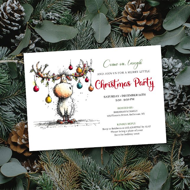 Festive funny reindeer Christmas party invite Einladung (Festive funny reindeer Christmas party invite

)