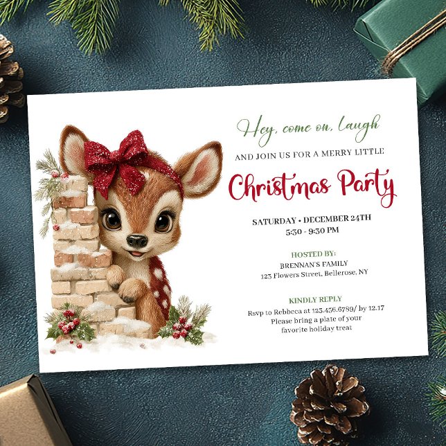 Festive funny reindeer holiday invite download einladung (Festive funny reindeer holiday invite download)