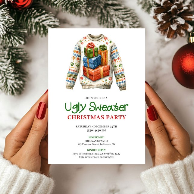 Festive funny ugly sweater party invitation einladung (Festive funny ugly sweater party invitation

)