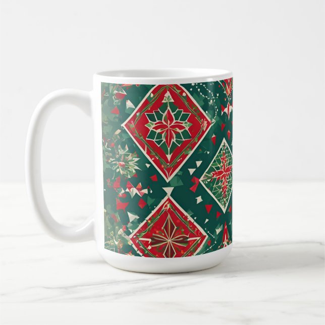 Festive geometrische Weihnachtscharm-Tasse Kaffeetasse (Links)