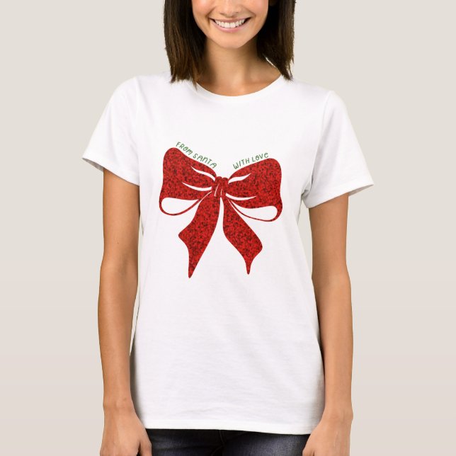 Festive Gift Bow Christmas T-Shirt -- Red Bow  (Vorderseite)