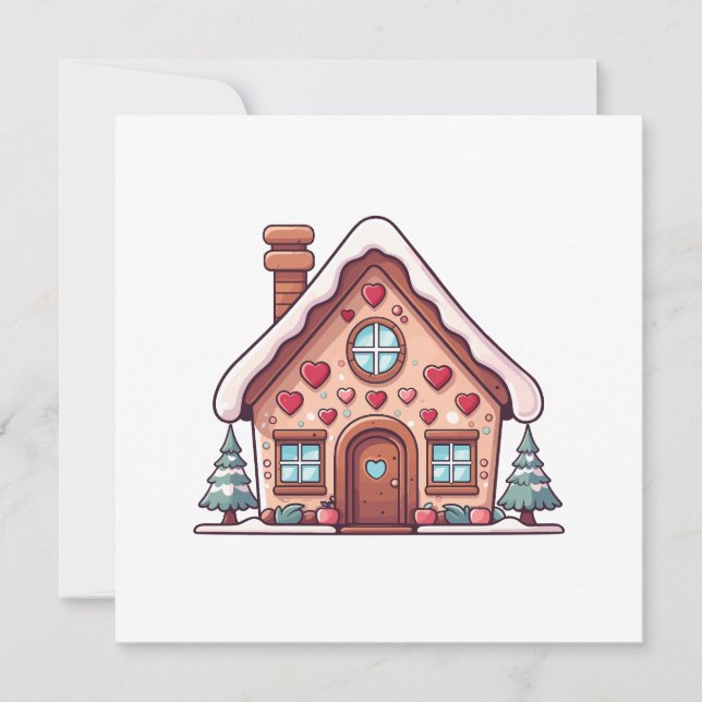 Festive Gingerbread House Illustration Feiertagskarte (Vorderseite)