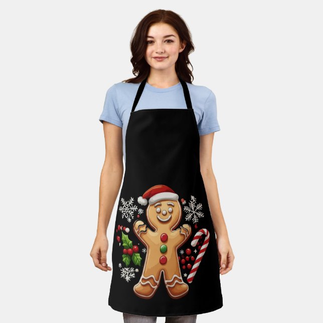 Festive Gingerbrei Mann Weihnachtskoch Illustrat Schürze (Getragen)