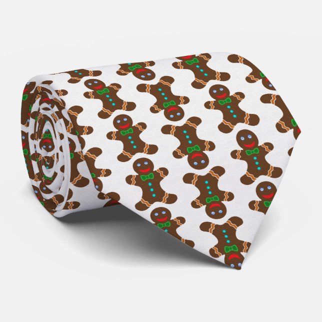 Festive Gingerbrot Man Weihnachtsmuster Krawatte (Gerollt)