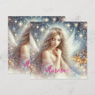 Festive Girly Watercolor Ethereal Frost Snow Angel Feiertagskarte