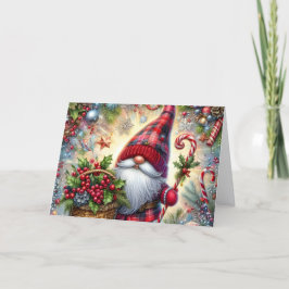 Festive Gnome with Candy Canes Feiertagskarte
