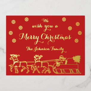 Festive Gold Script Frohe Weihnachten auf Schlitte Folie Einladungspostkarte