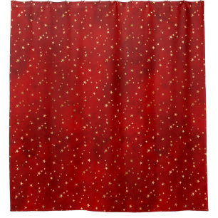 Festive Gold Star Burgundy Red Duschvorhang