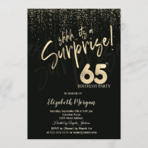 Festive Gold Surprise 65th Birthday Party