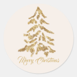 Festive Gold Tree Frohe Weihnachten Runder Aufkleber