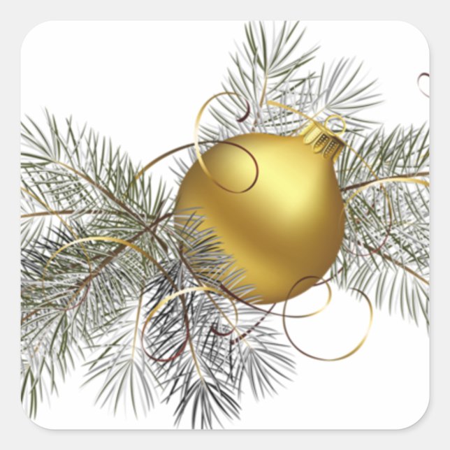 Festive Goldene Dekoration Quadratischer Aufkleber (Vorderseite)