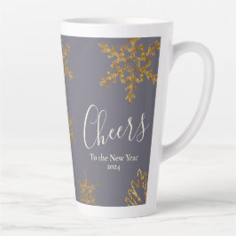 Festive Goldschneeflocken jubeln ins neue Jahr Milchtasse