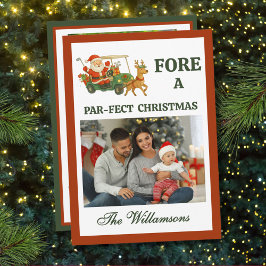 * Festive Golf Theme Two Photo Christmas Feiertagskarte