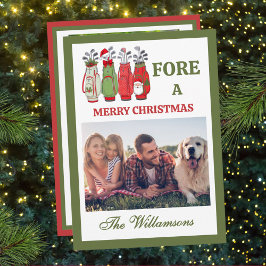 Festive Golf Theme Two Photo Christmas Feiertagskarte