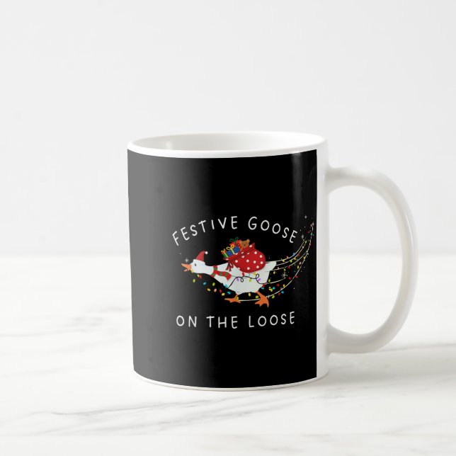 Festive Goose On The Loose Funny Goosemas Christma Kaffeetasse (Rechts)