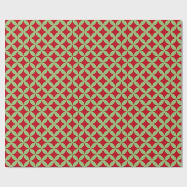Festive Green & Red Christmas Wrapping Paper Geschenkpapier (Flach)
