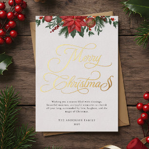 Festive Grüne Golden Script Frohe Weihnachten Folien Feiertagskarte