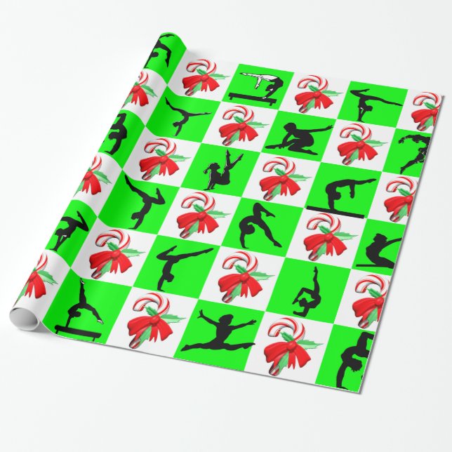 FESTIVE GYMNASTICS CHRISTMAS DESIGN GESCHENKPAPIER (Ungerollt)