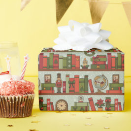 Festive handgezeichnete Bücherregal - Geschenkpapi Geschenkpapier