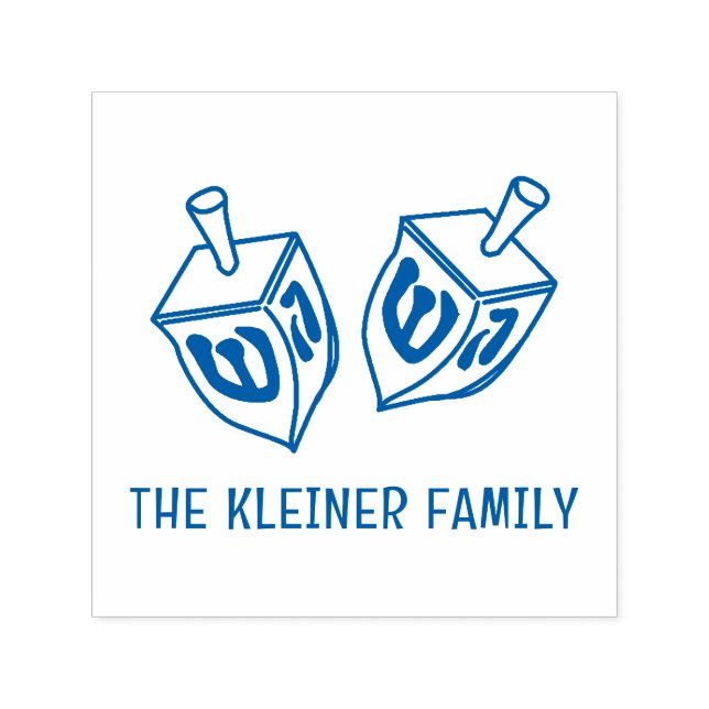 Festive Hanukkah Dreidels Familienname Permastempel (Design)