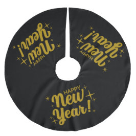 Festive Happy New Year Polyester Weihnachtsbaumdecke