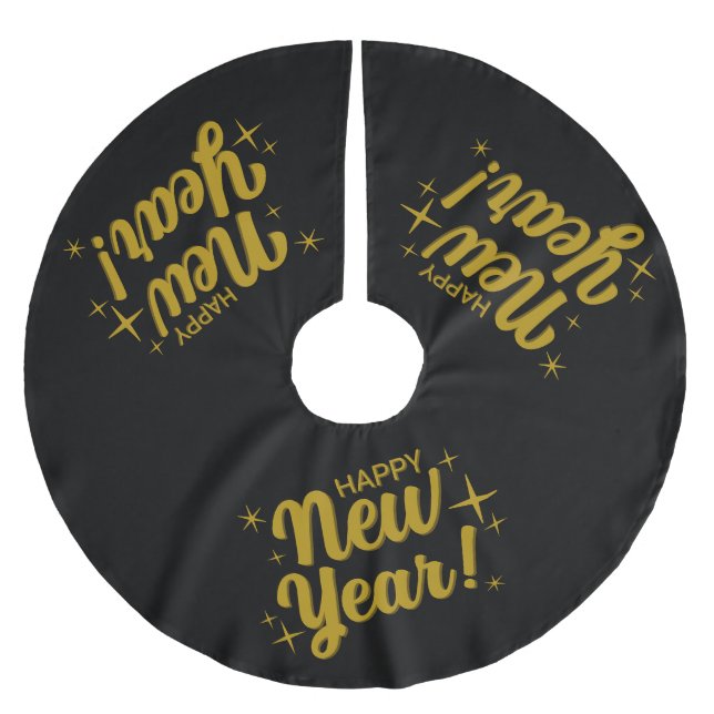 Festive Happy New Year Polyester Weihnachtsbaumdecke (Vorderseite)