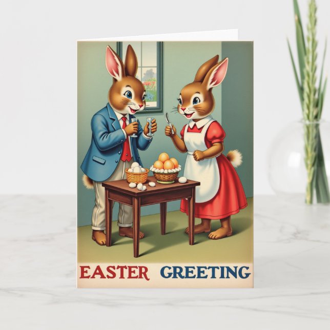 Festive Hare Holiday Egg Card Karte (Vorderseite)